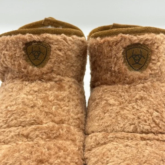 Ariat Slippers Womens Size S 6/7 Brown Sherpa Fleece Cozy Cabin Loungewear Shoes - Picture 4 of 10